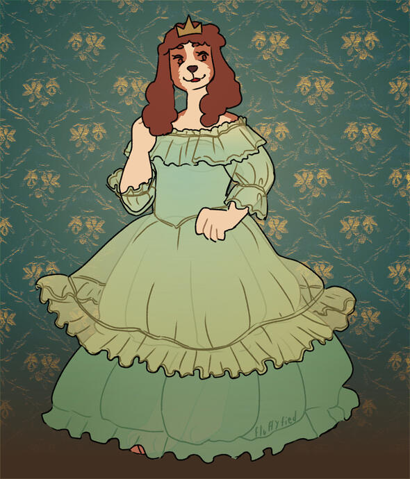Lois in a frilly dress.